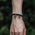 Cross Religious Agate Stone Bead Bracelet - Che Cose Belle