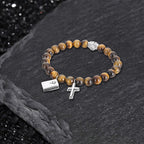 Cross Religious Agate Stone Bead Bracelet - Che Cose Belle