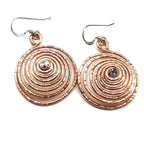 Crystal Embedded Copper Spiral Hoop Earrings - Che Cose Belle