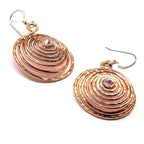 Crystal Embedded Copper Spiral Hoop Earrings - Che Cose Belle