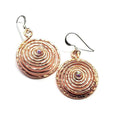 Crystal Embedded Copper Spiral Hoop Earrings - Che Cose Belle