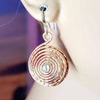 Crystal Embedded Copper Spiral Hoop Earrings - Che Cose Belle