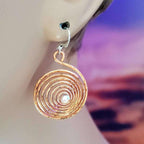 Crystal Embedded Copper Spiral Hoop Earrings - Che Cose Belle