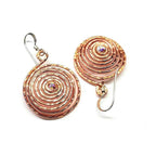 Crystal Embedded Copper Spiral Hoop Earrings - Che Cose Belle