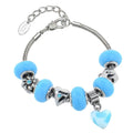 Crystal Glass Murano Charm Bracelet - Light Blue Leopard - Che Cose Belle