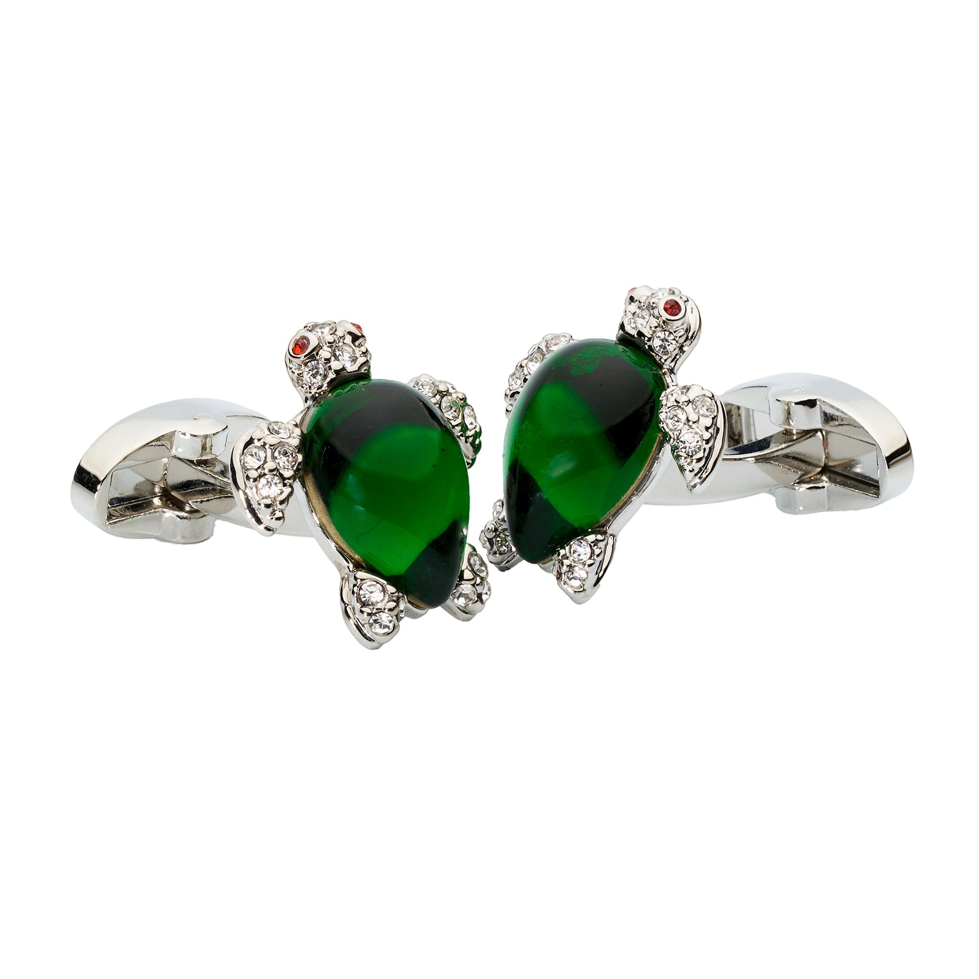 Crystal Turtle Cufflinks – Enamel & Faceted Crystal Accents - Che Cose Belle