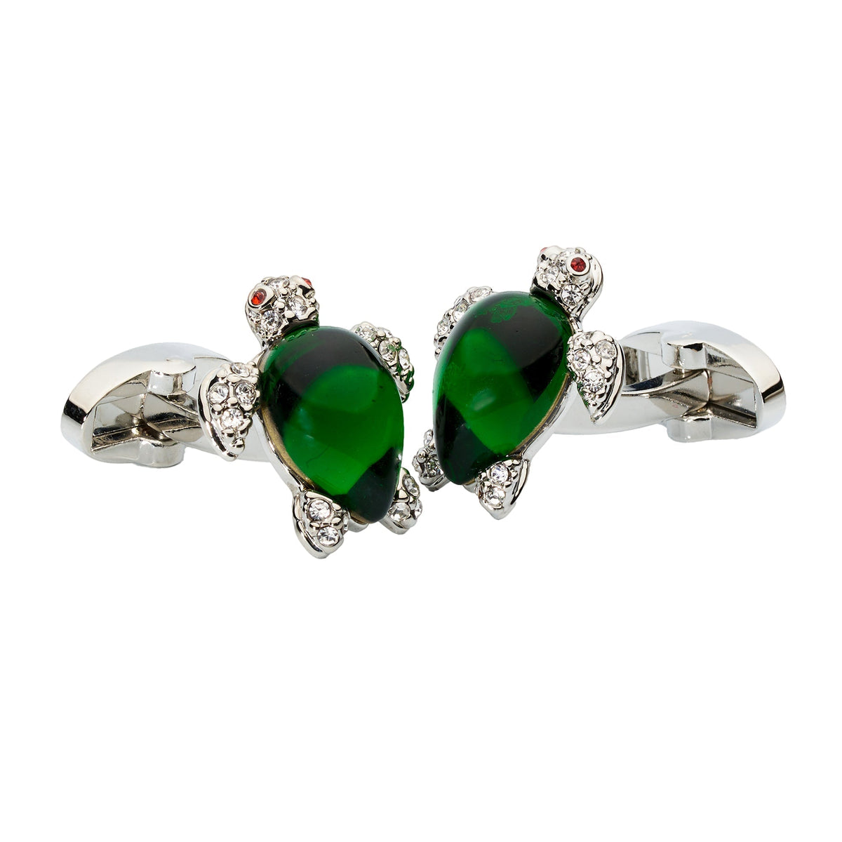 Crystal Turtle Cufflinks – Enamel & Faceted Crystal Accents - Che Cose Belle