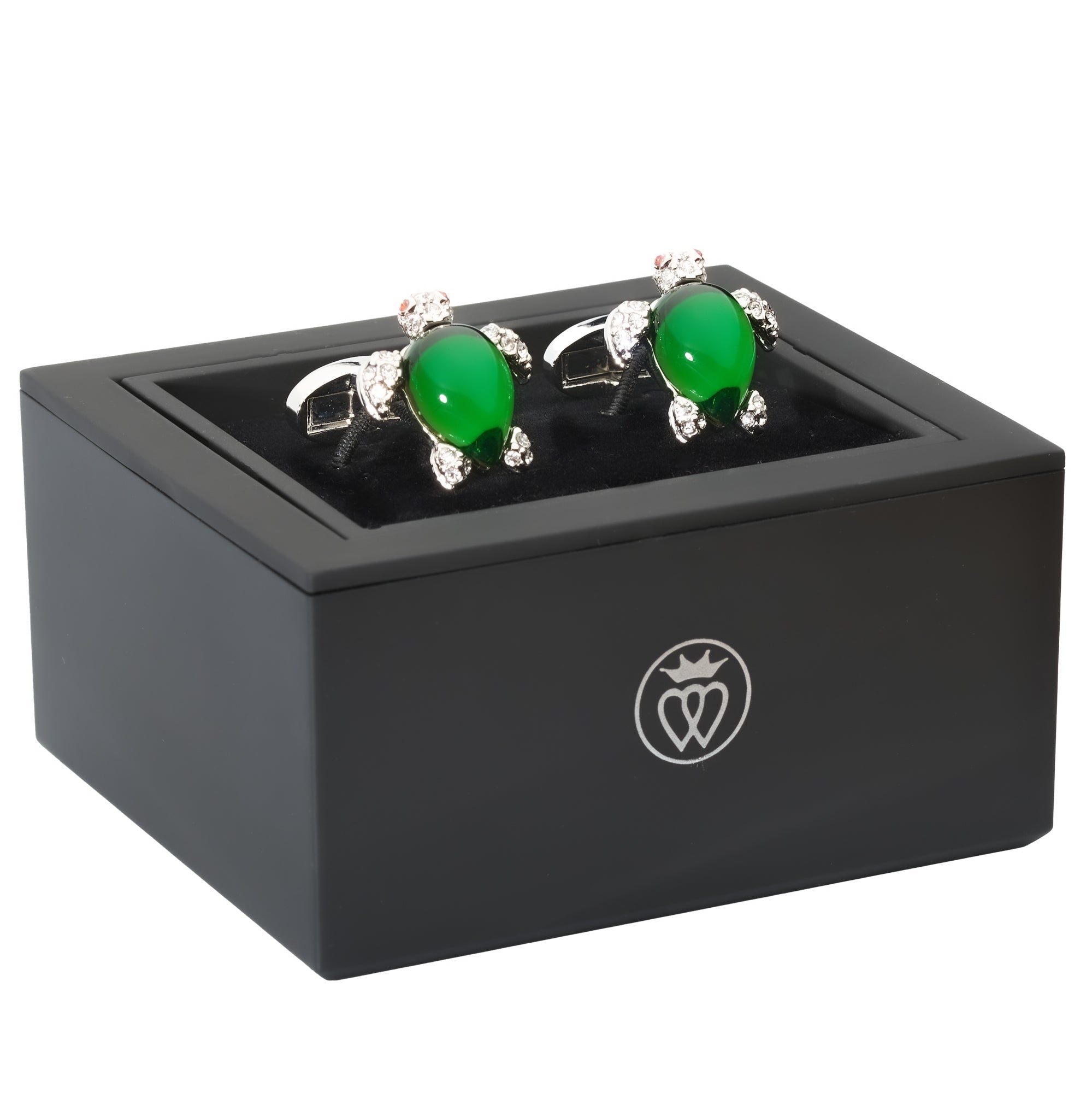 Crystal Turtle Cufflinks – Enamel & Faceted Crystal Accents - Che Cose Belle