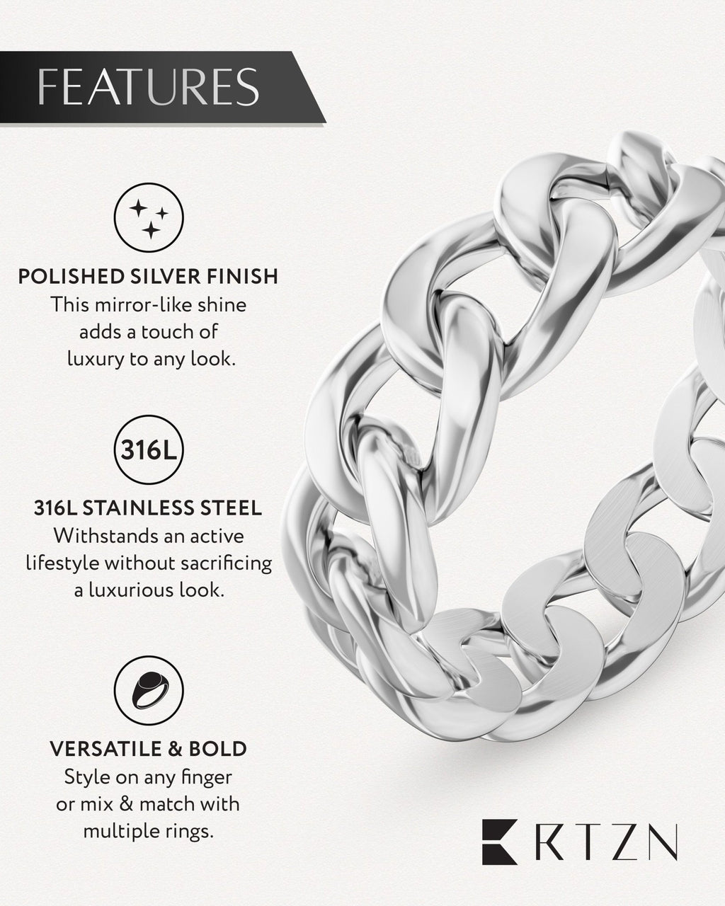 Cuban Link Ring (Silver) - Che Cose Belle