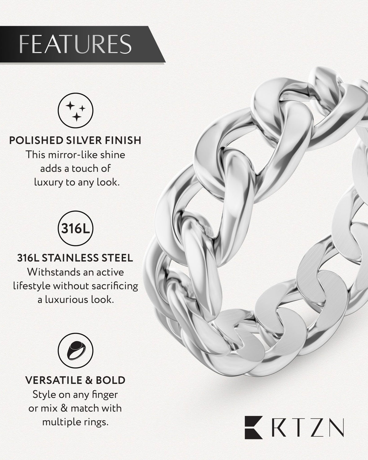 Cuban Link Ring (Silver) - Che Cose Belle