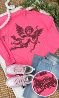 Cupid Valentine Rhinestone Graphic Long Sleeve T-Shirt - Che Cose Belle