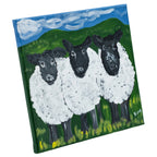 Curly, Moe, & Larry Sheep Canvas Painting | 10" x 10" | The Painted Attic - Che Cose Belle