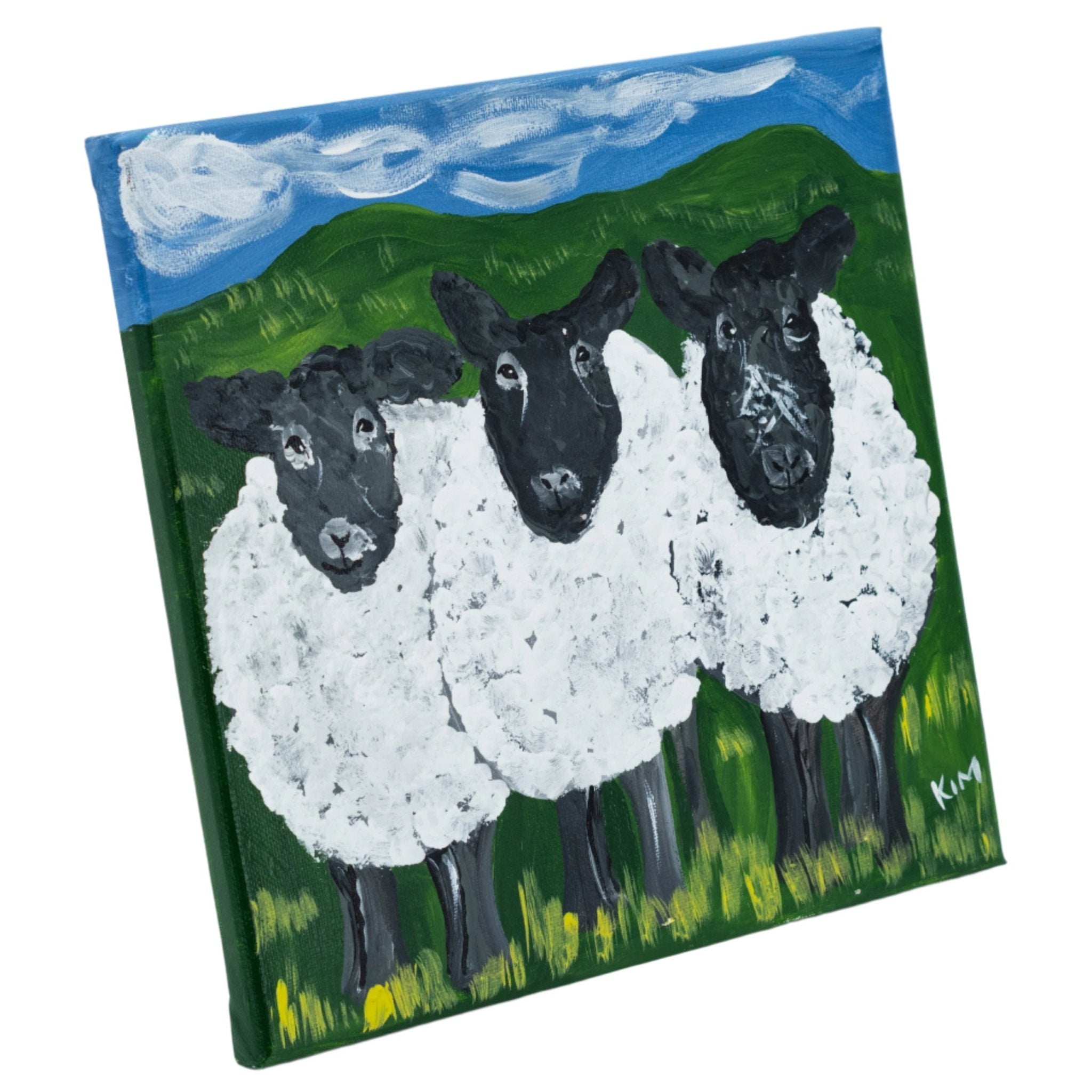 Curly, Moe, & Larry Sheep Canvas Painting | 10" x 10" | The Painted Attic - Che Cose Belle