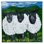 Curly, Moe, & Larry Sheep Canvas Painting | 10" x 10" | The Painted Attic - Che Cose Belle