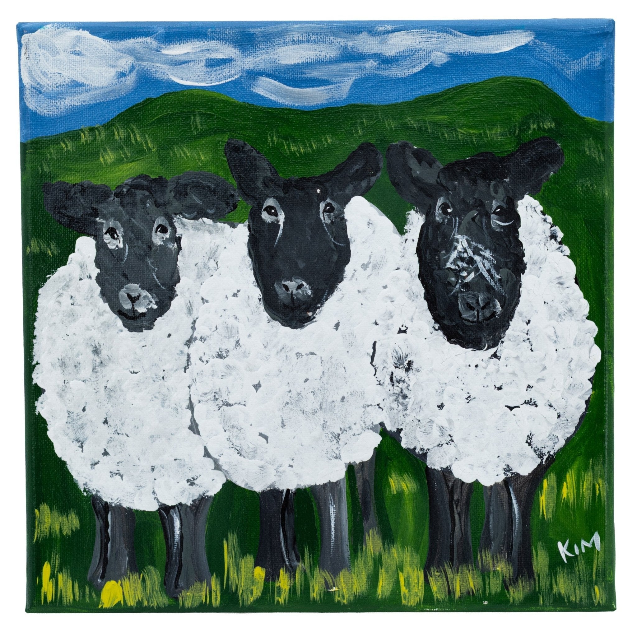 Curly, Moe, & Larry Sheep Canvas Painting | 10" x 10" | The Painted Attic - Che Cose Belle