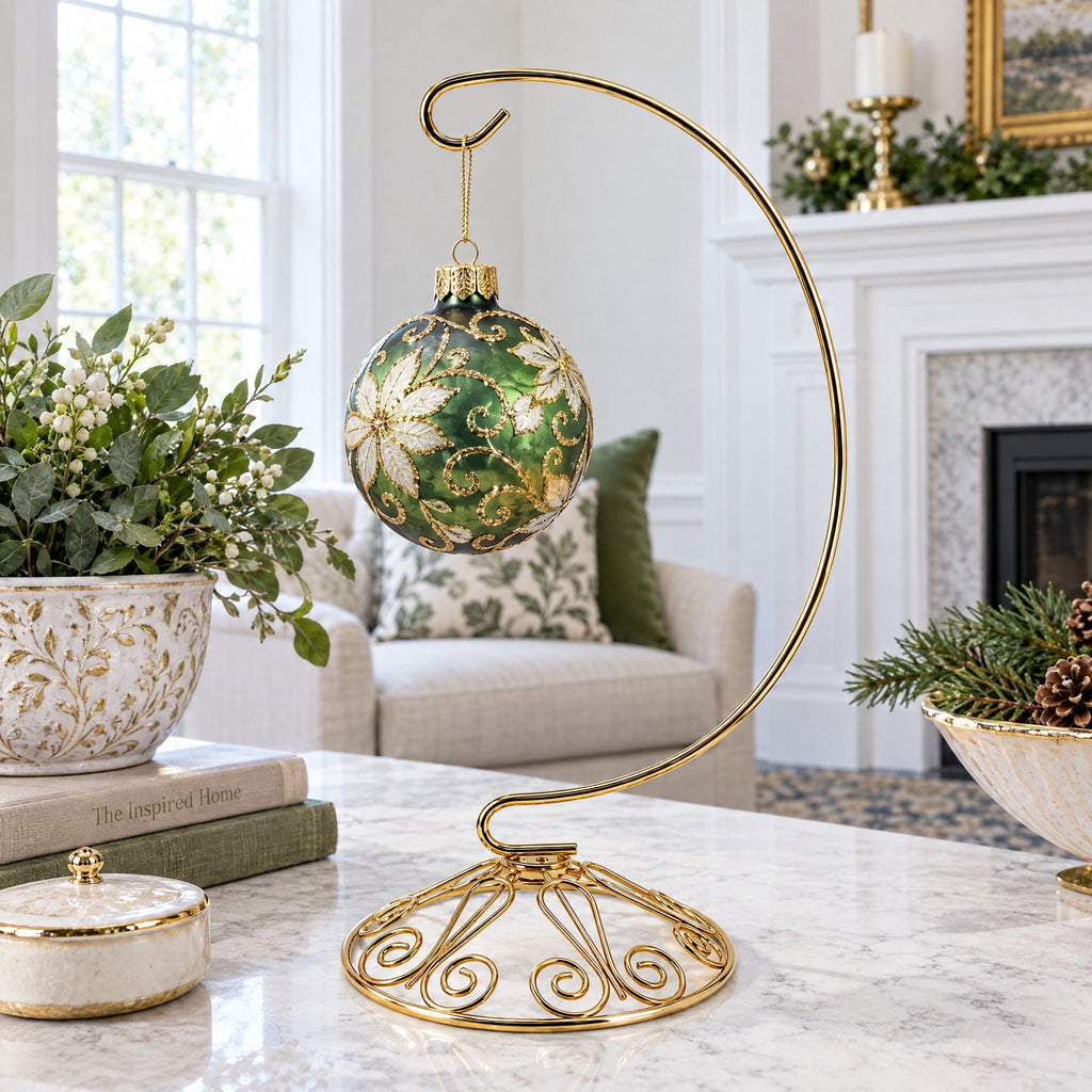 Curved Gold Wire Swirl Base Ornament Stand Display 8.75 Inches (Taiwan) - Che Cose Belle