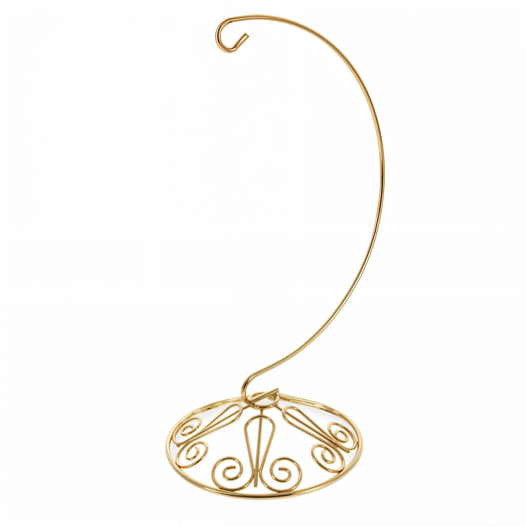 Curved Gold Wire Swirl Base Ornament Stand Display 8.75 Inches (Taiwan) - Che Cose Belle