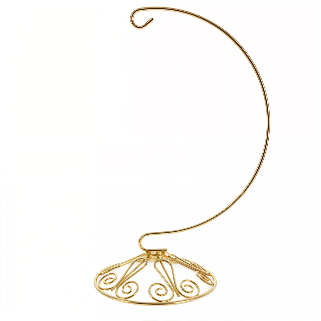 Curved Gold Wire Swirl Base Ornament Stand Display 8.75 Inches (Taiwan) - Che Cose Belle