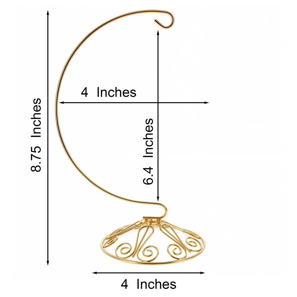 Curved Gold Wire Swirl Base Ornament Stand Display 8.75 Inches (Taiwan) - Che Cose Belle