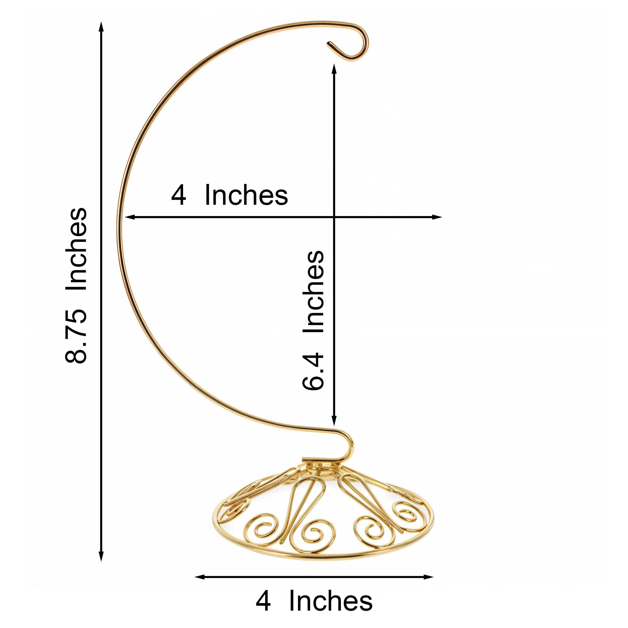 Curved Gold Wire Swirl Base Ornament Stand Display 8.75 Inches (Taiwan) - Che Cose Belle
