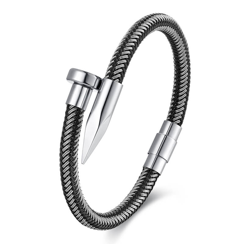 Curved Nail Simple Stainless Steel Bracelet - Che Cose Belle