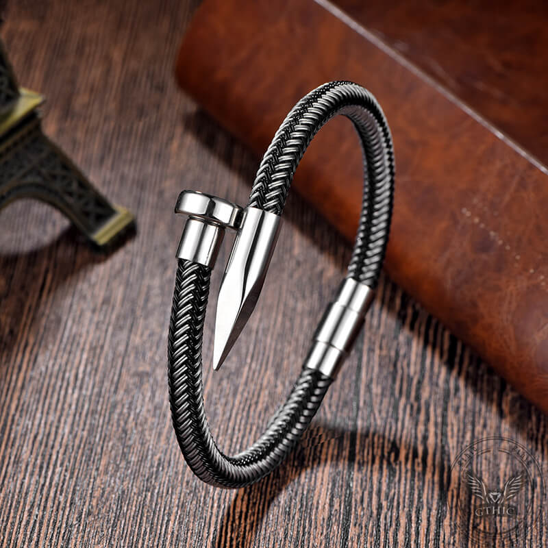 Curved Nail Simple Stainless Steel Bracelet - Che Cose Belle