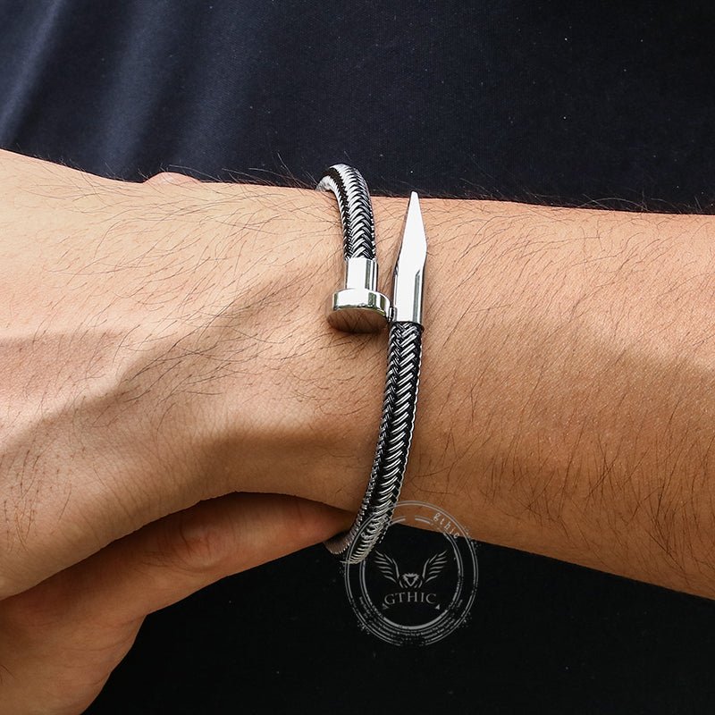 Curved Nail Simple Stainless Steel Bracelet - Che Cose Belle