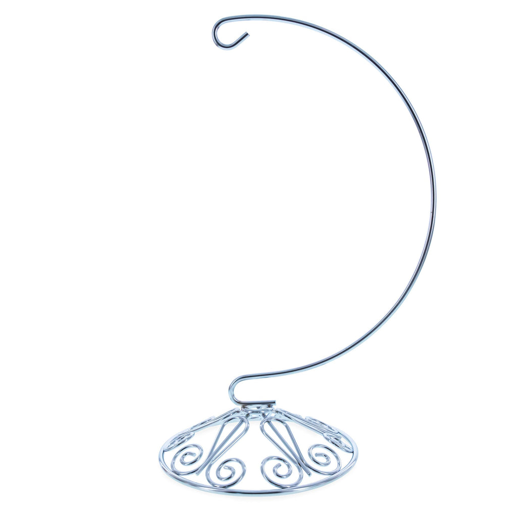 Curved Silver Wire Swirl Base Ornament Stand Display 8.75 Inches (Taiwan) - Che Cose Belle