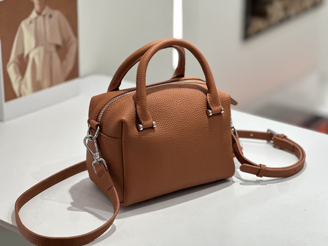 Custom Cross-Border Genuine Leather Women's Bag, New Style Handbag, Versatile Commuter Boston Bag, Single Shoulder Crossbody Bag - Che Cose Belle