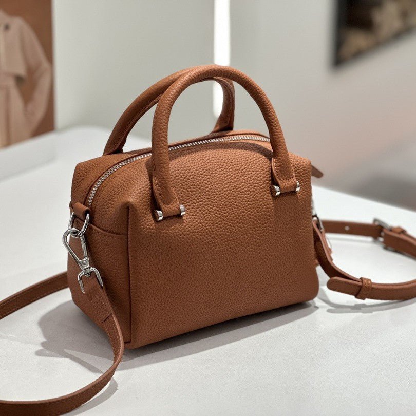 Custom Cross-Border Genuine Leather Women's Bag, New Style Handbag, Versatile Commuter Boston Bag, Single Shoulder Crossbody Bag - Che Cose Belle