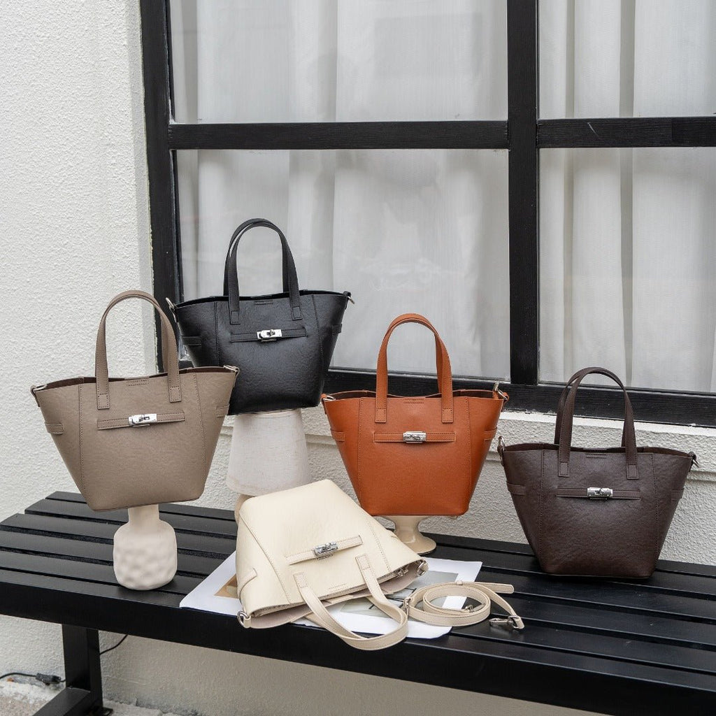 Custom Cross-Border Top-Grain Vegetable-Tanned Leather Basket Bag, Large-Capacity Commuter Elegant Women's Genuine Leather Handbag - Che Cose Belle
