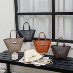 Custom Cross-Border Top-Grain Vegetable-Tanned Leather Basket Bag, Large-Capacity Commuter Elegant Women's Genuine Leather Handbag - Che Cose Belle
