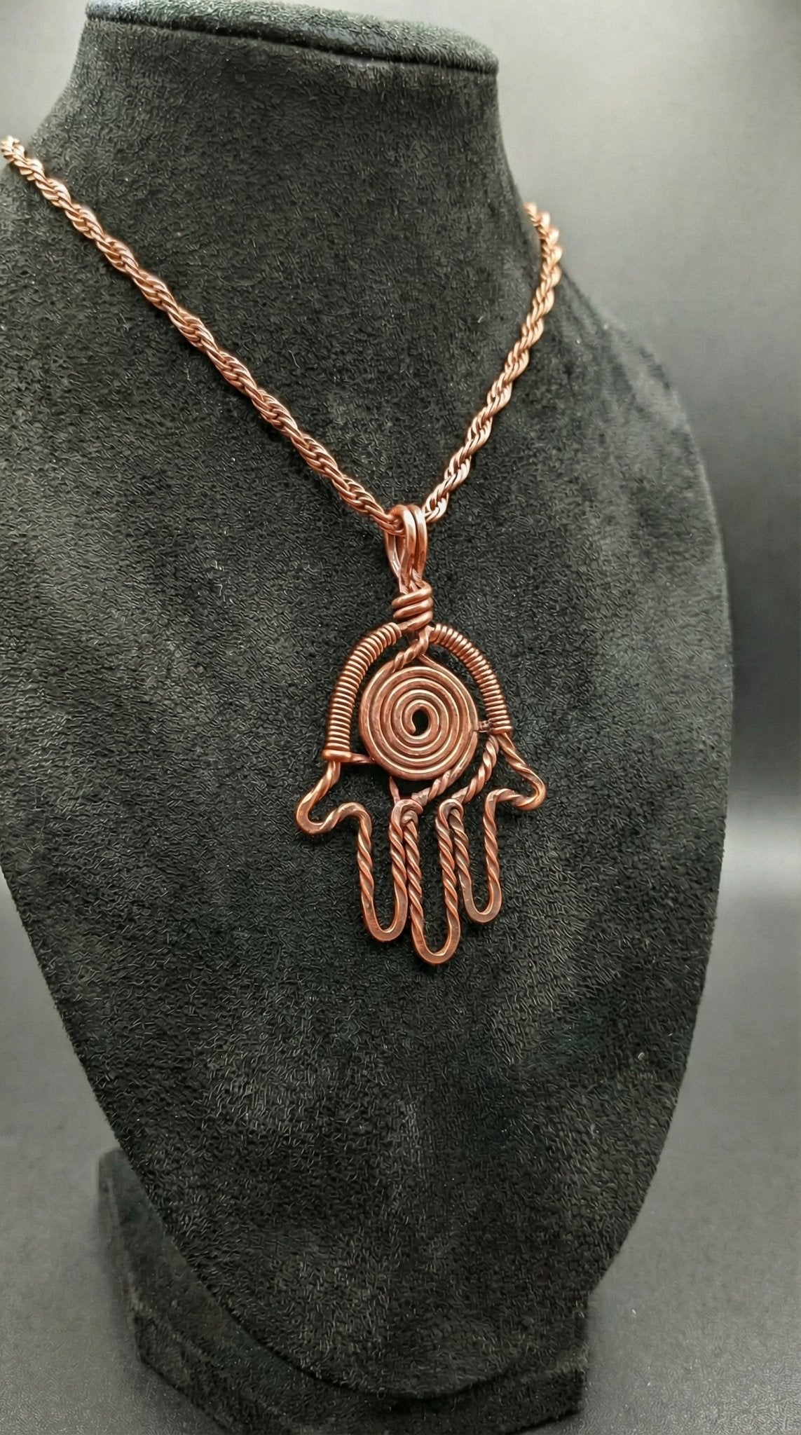 Custom Pure Copper Wire Wrapped Hamsa Necklace - Che Cose Belle