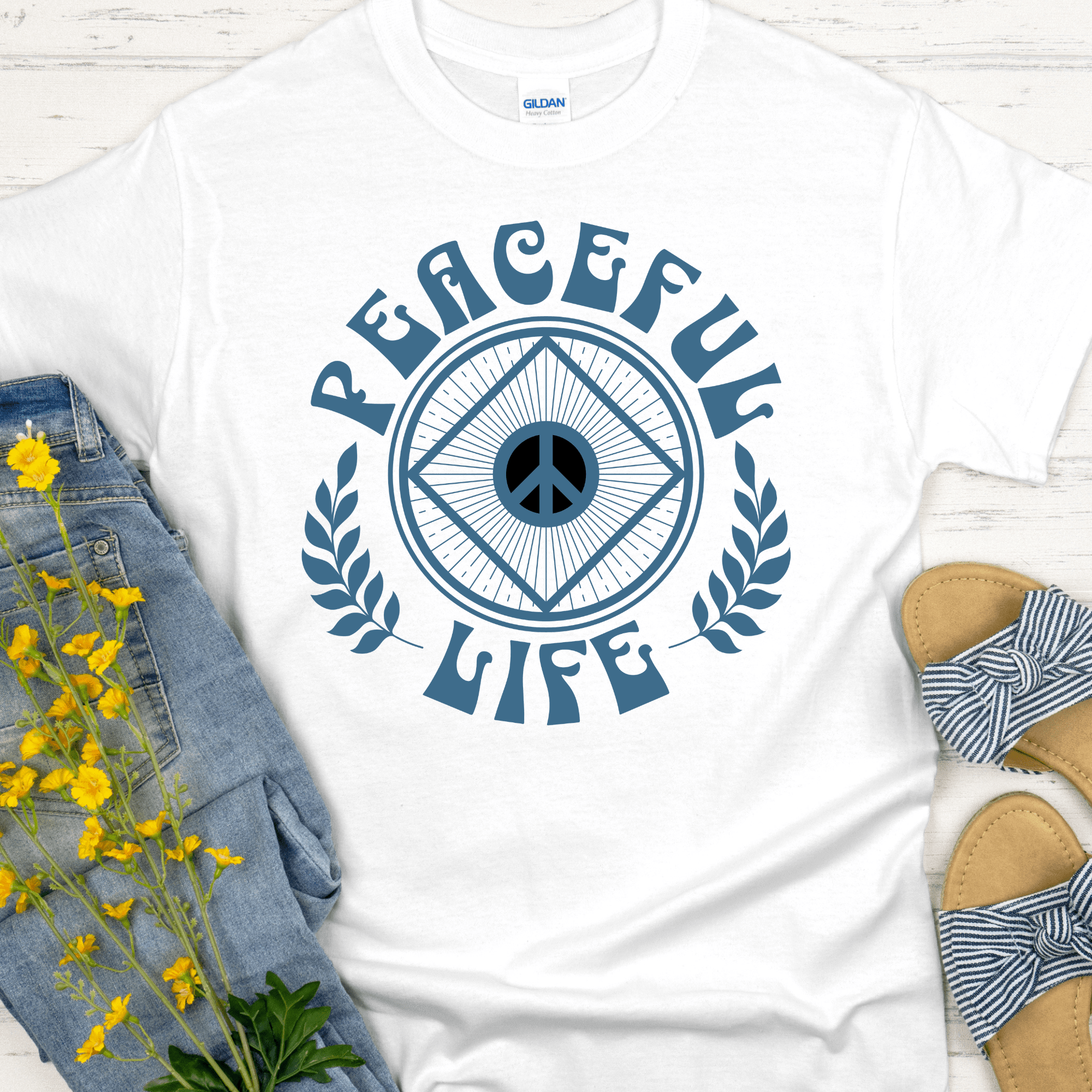 Custom Recovery T-Shirt | Inspiring Sobriety | Peaceful Life - Che Cose Belle