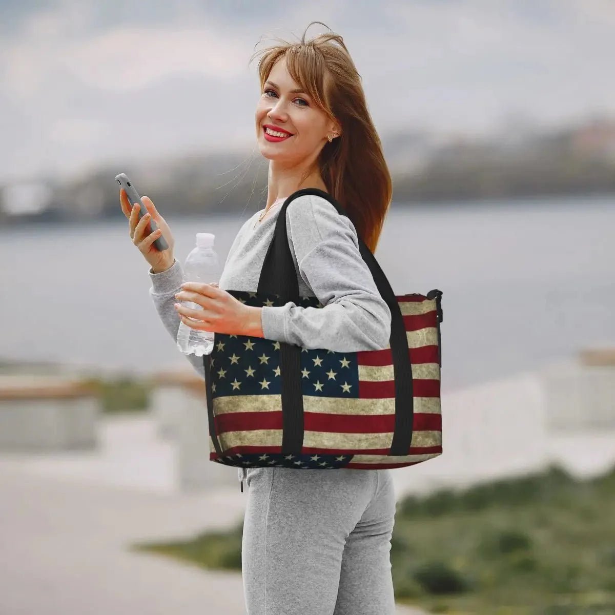 Custom Vintage American Flag Tote Bag - Che Cose Belle