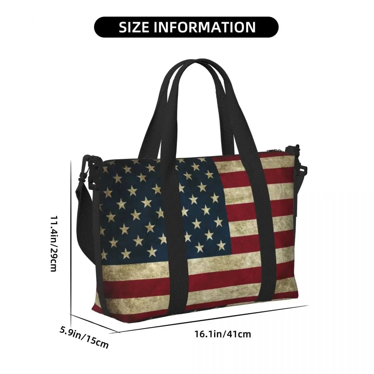 Custom Vintage American Flag Tote Bag - Che Cose Belle