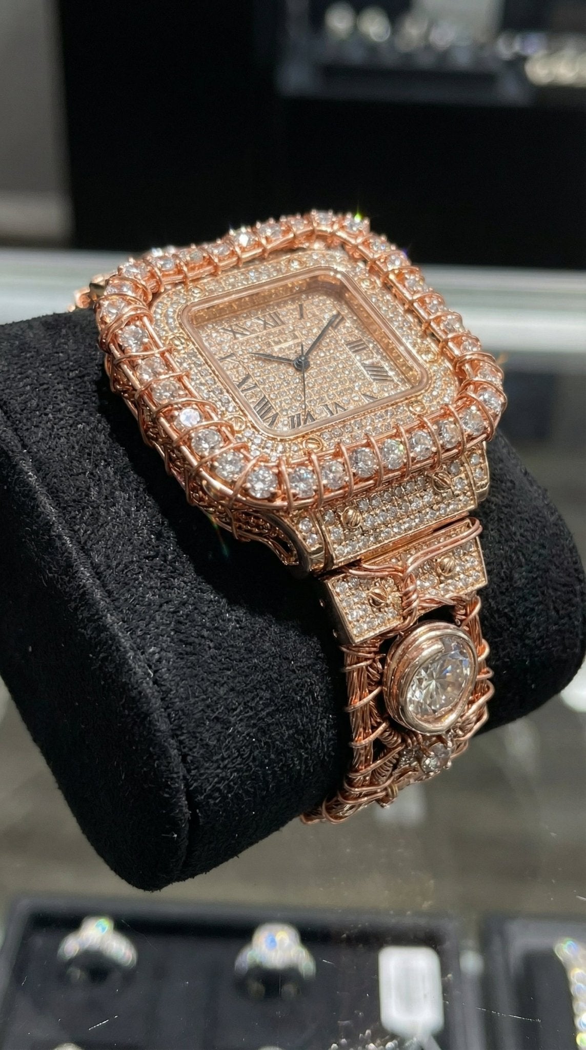 Custom Wire Wrapped pure copper and rose gold moissanite diamond watch￼ - Che Cose Belle
