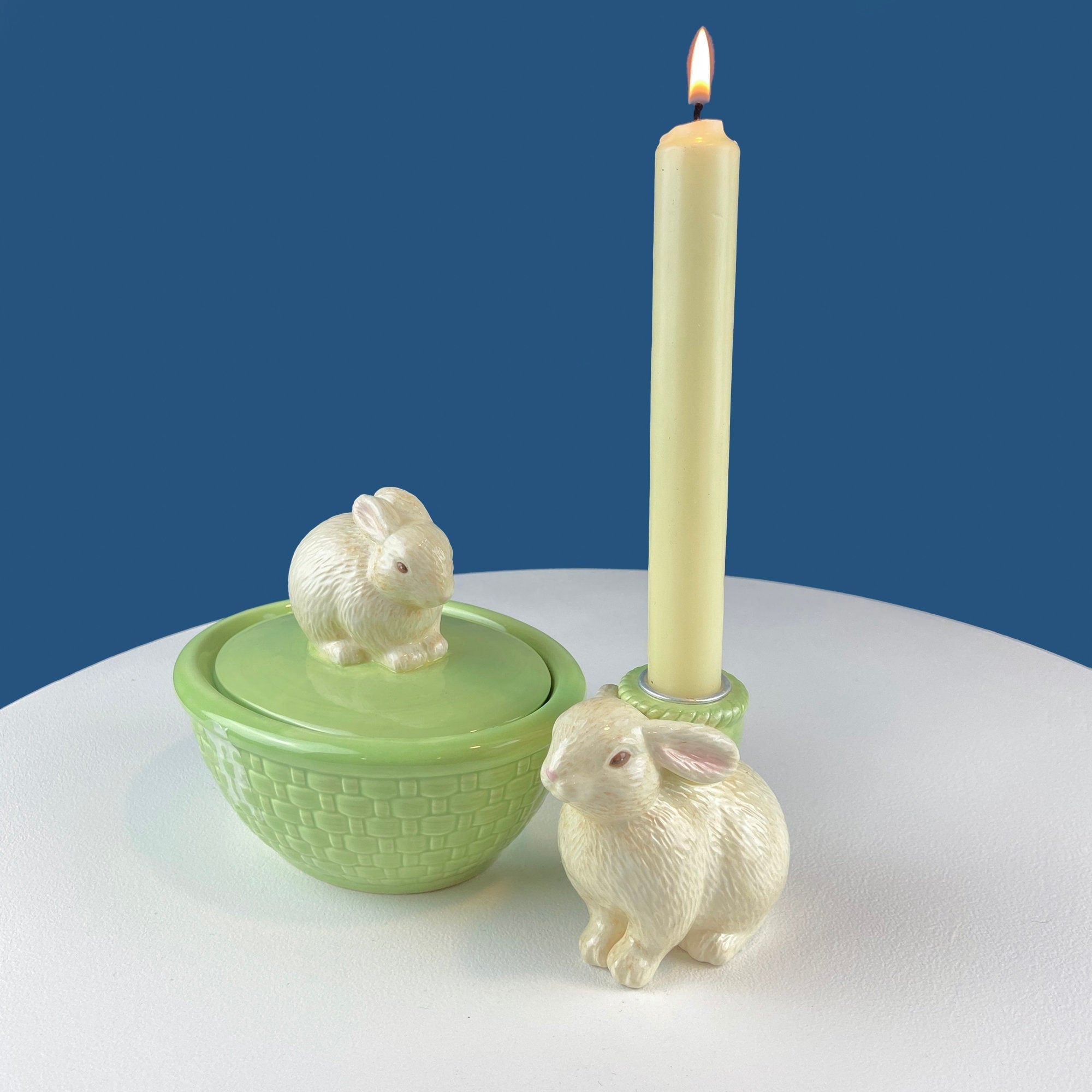 Cute Bunny Candle Holder. Beige Hallmark Rabbit Candle Holder. Easter or Spring Celebration. Dining Room Table Decor. Modern Farmhouse. - Che Cose Belle