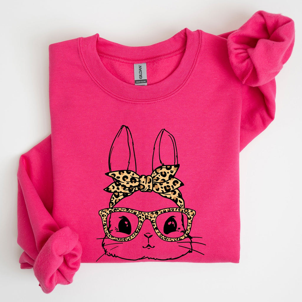 Cute Bunny, Glasses, Leopard Bandana, Easter, Hipster Sweatshirt - Che Cose Belle