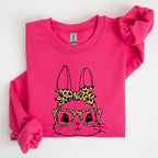 Cute Bunny, Glasses, Leopard Bandana, Easter, Hipster Sweatshirt - Che Cose Belle