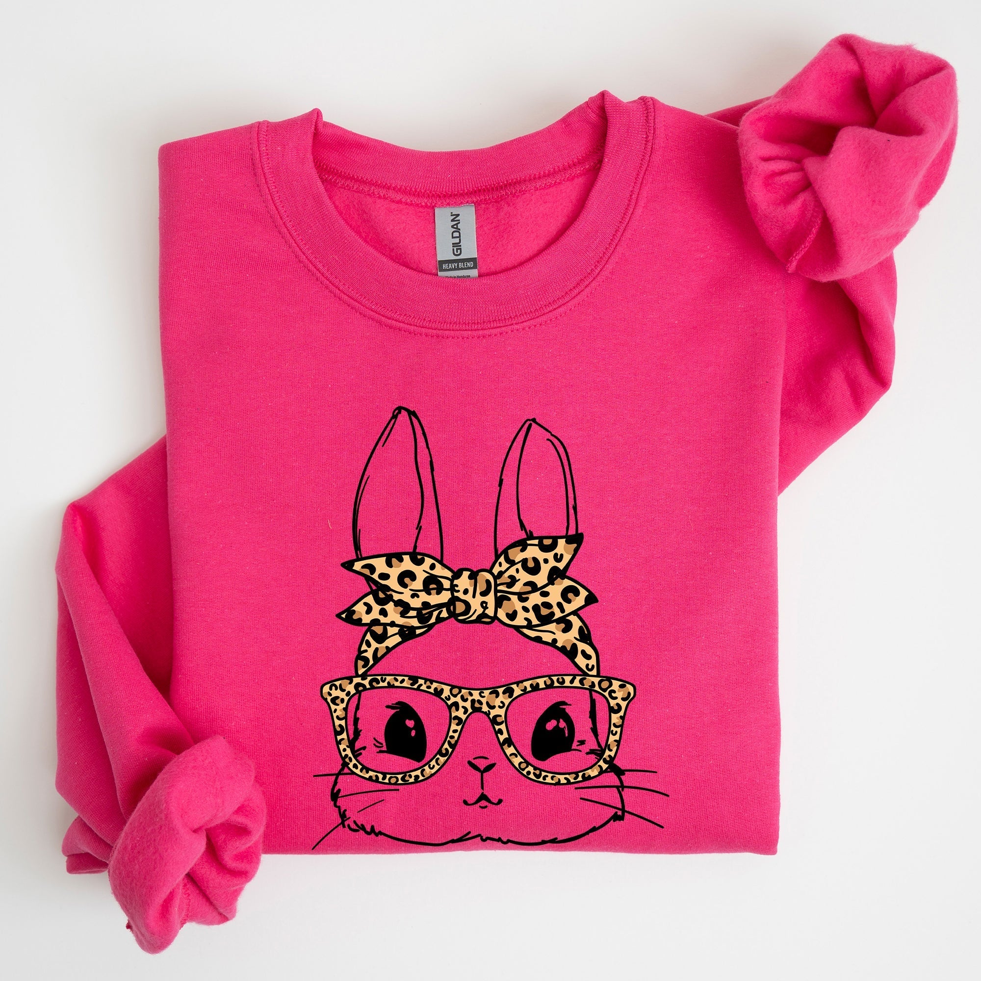 Cute Bunny, Glasses, Leopard Bandana, Easter, Hipster Sweatshirt - Che Cose Belle