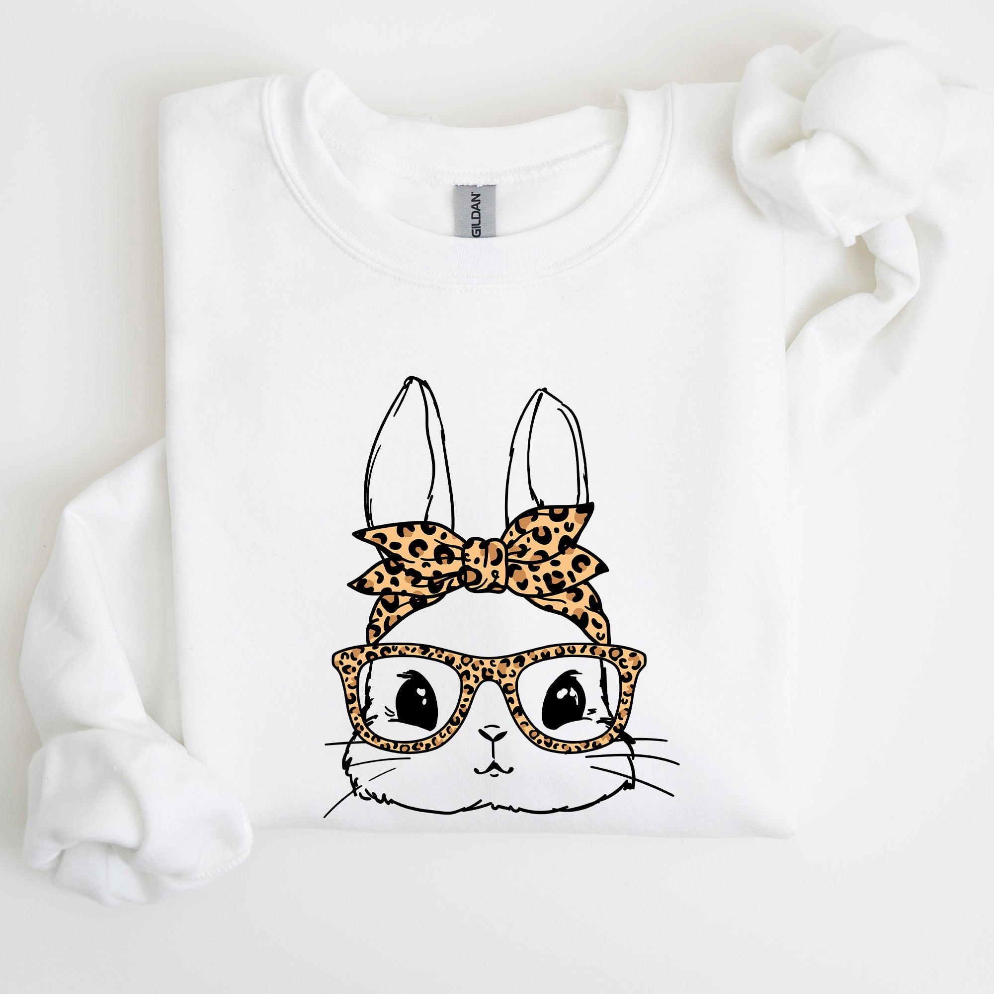 Cute Bunny, Glasses, Leopard Bandana, Easter, Hipster Sweatshirt - Che Cose Belle