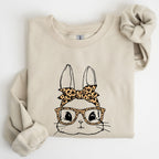 Cute Bunny, Glasses, Leopard Bandana, Easter, Hipster Sweatshirt - Che Cose Belle