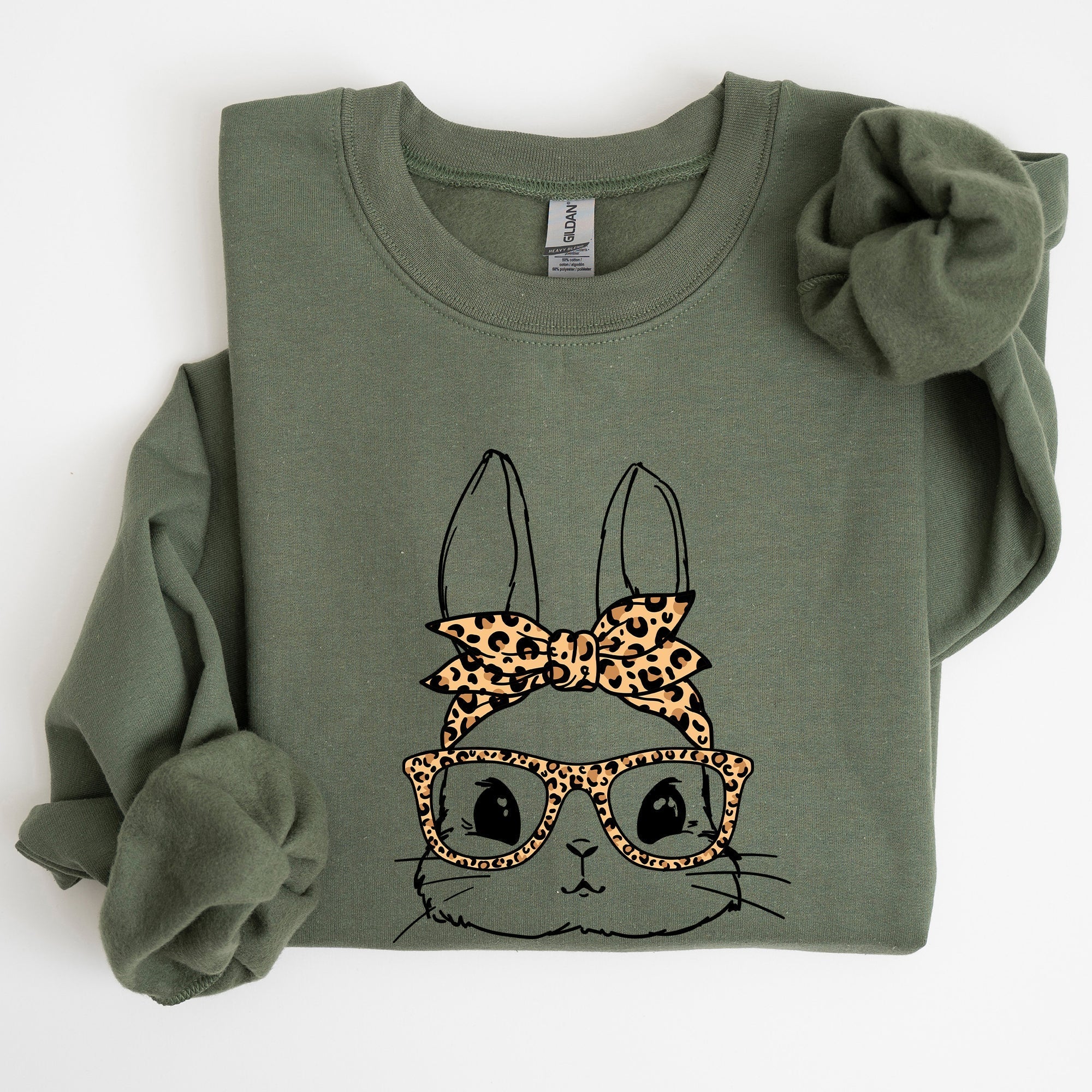 Cute Bunny, Glasses, Leopard Bandana, Easter, Hipster Sweatshirt - Che Cose Belle