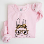 Cute Bunny, Glasses, Leopard Bandana, Easter, Hipster Sweatshirt - Che Cose Belle