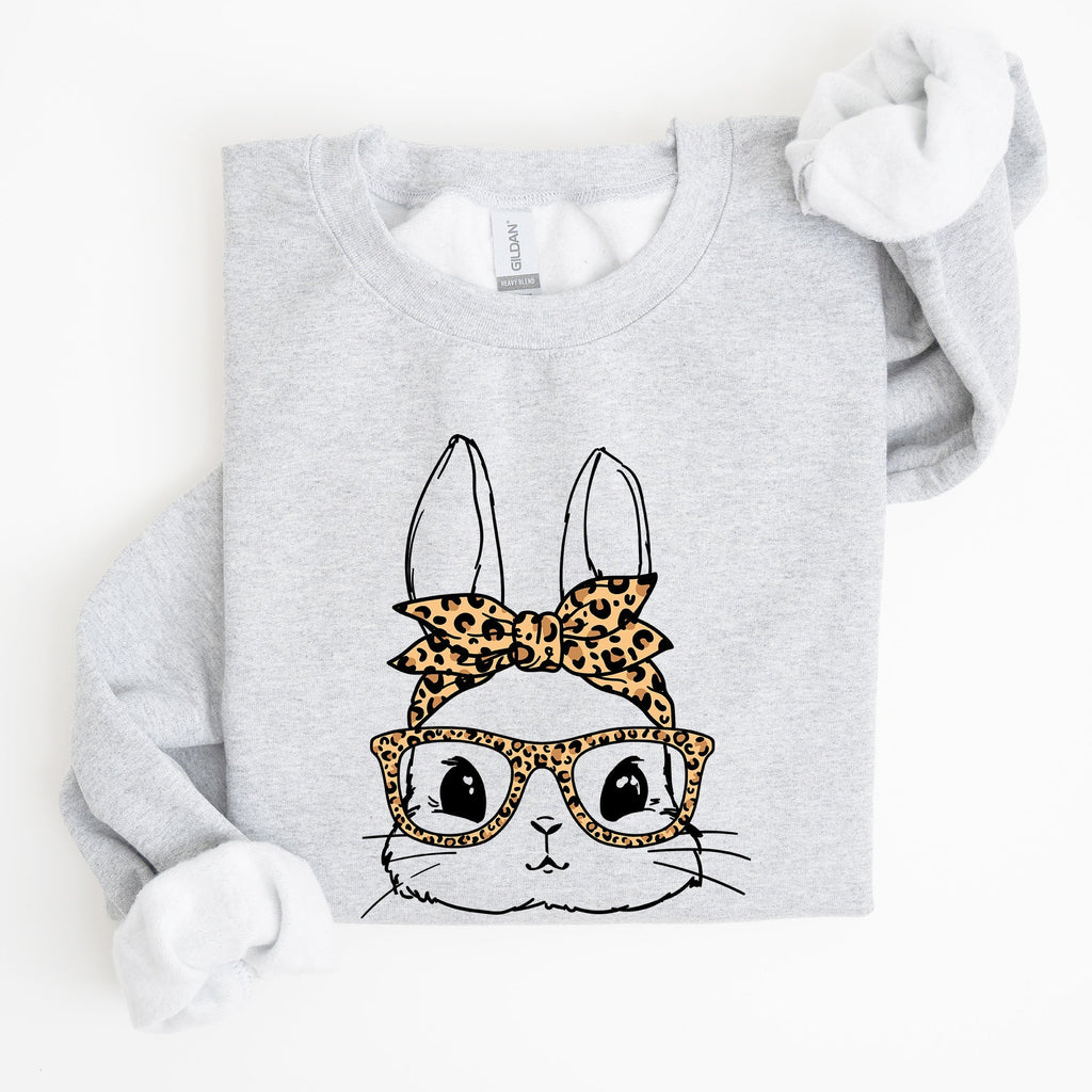 Cute Bunny, Glasses, Leopard Bandana, Easter, Hipster Sweatshirt - Che Cose Belle