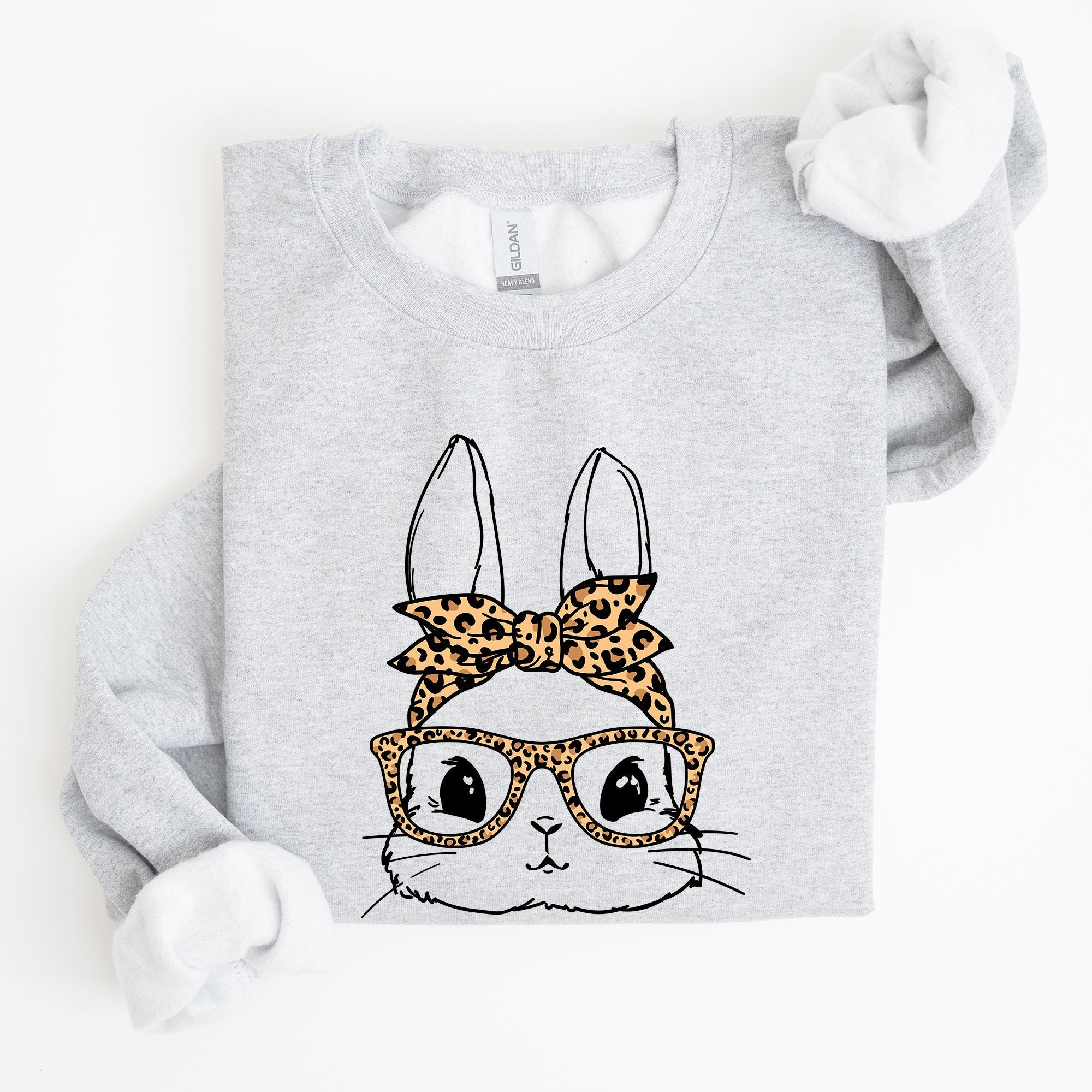 Cute Bunny, Glasses, Leopard Bandana, Easter, Hipster Sweatshirt - Che Cose Belle