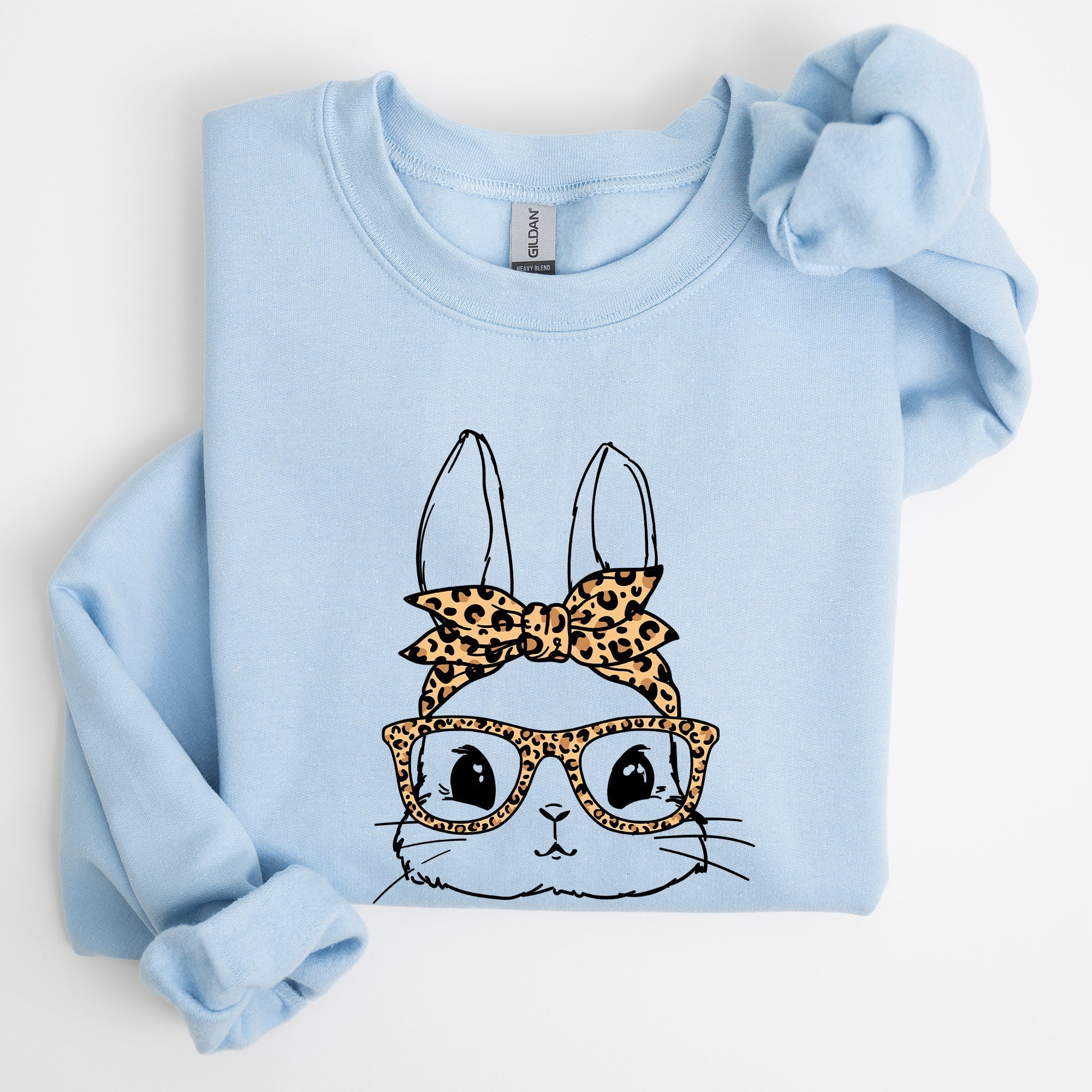 Cute Bunny, Glasses, Leopard Bandana, Easter, Hipster Sweatshirt - Che Cose Belle