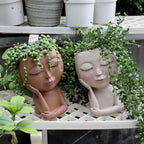 Cute Creative Girl With Lashes Character Resin Flower Ceramic Pot Vase - Che Cose Belle