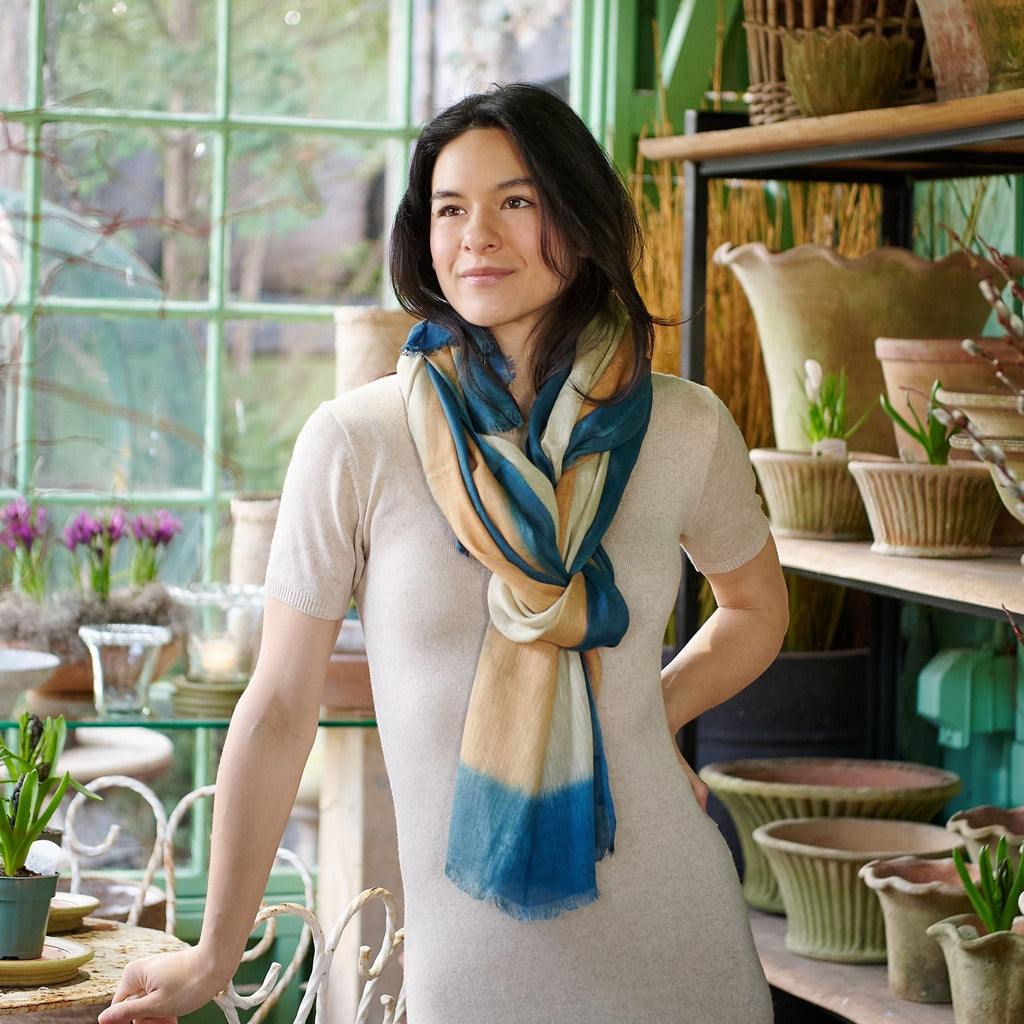 Oceana Beige Soft Linen Silk Handloom Scarf